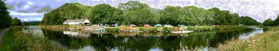 panoramic view of our boathouse and the Caledonian Canal - Click for a bigger picture.